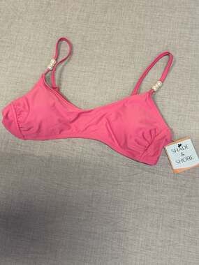 Shade & Shore Women's Pearl Strap Bralette Bikini Top - Bubblegum Pink